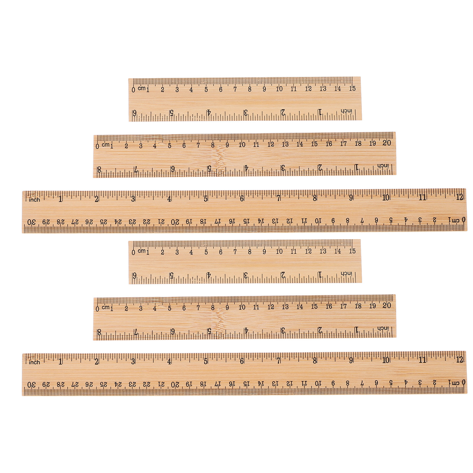 Workshop Tools In Engineering - 6개입 견고한 대나무 자, 변형되지 않는