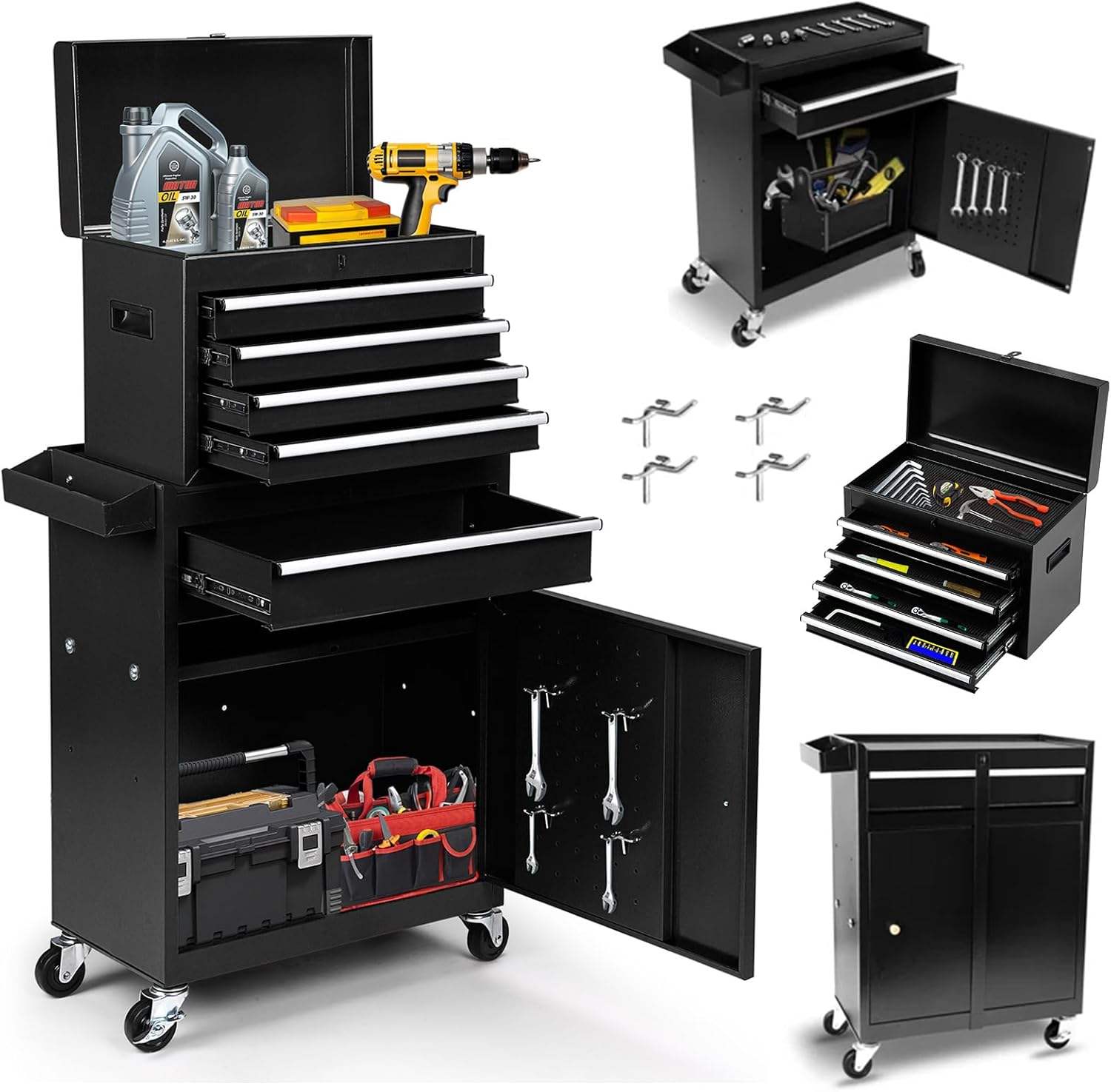 Workshop Tools Box - 탈부착 가능한 공구함, 잠금식 바퀴, 차고