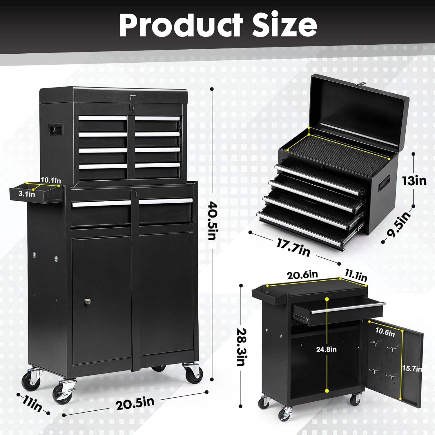 탈부착 가능한 공구함, 잠금식 바퀴, 차고 및 작업장용 - Workshop Tools Box 리뷰 및 가격